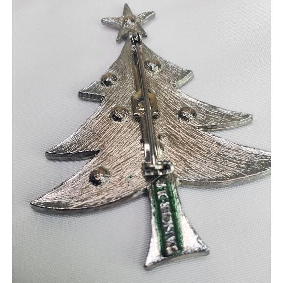 Vtg Tancer II Enamel And AB Rhinestone Christmas Tree Brooch Signed - Picture 5 of 6
